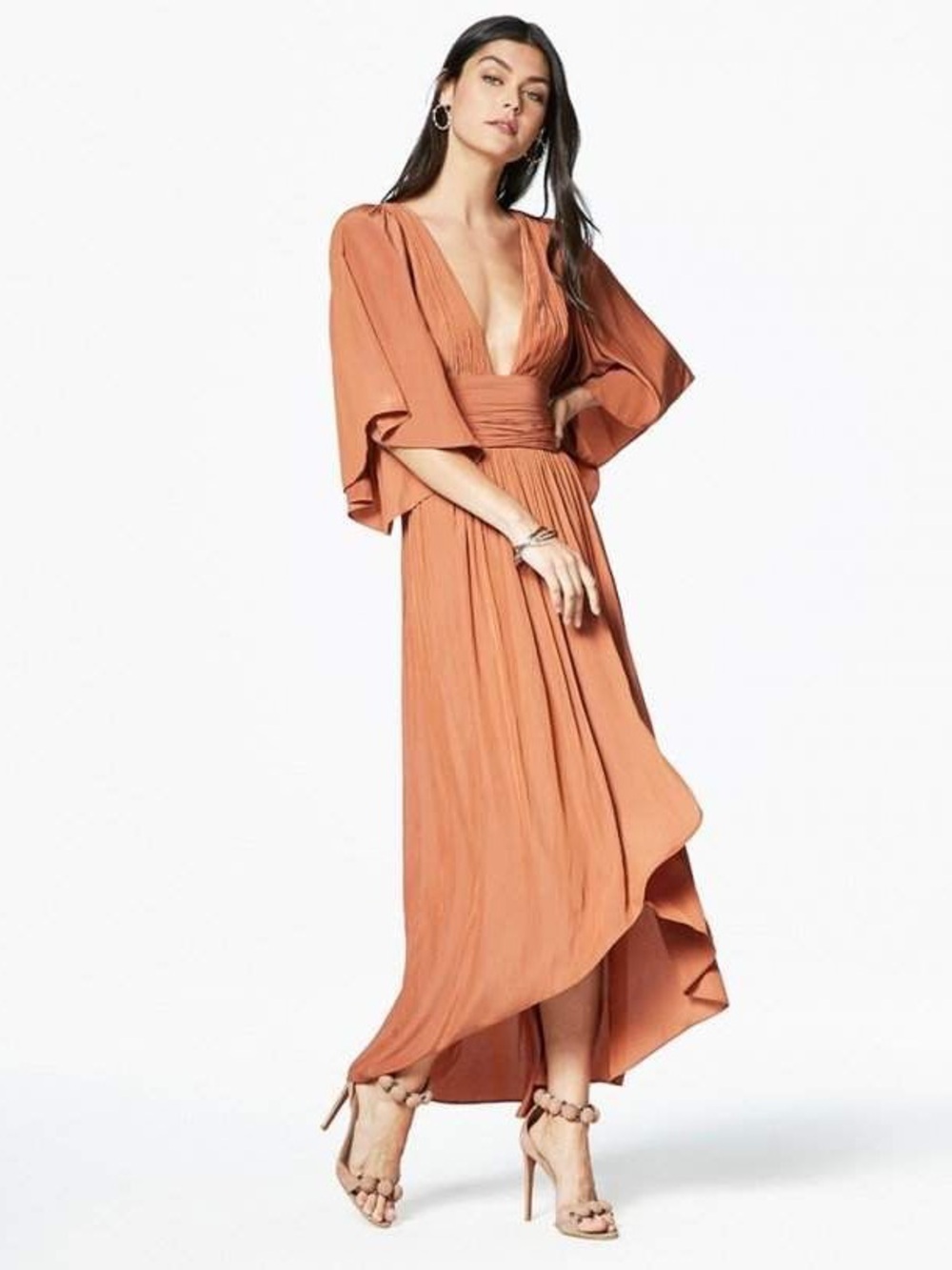 Ramy Brook Kinslie Pleated V-Neck Maxi Dress in Sage